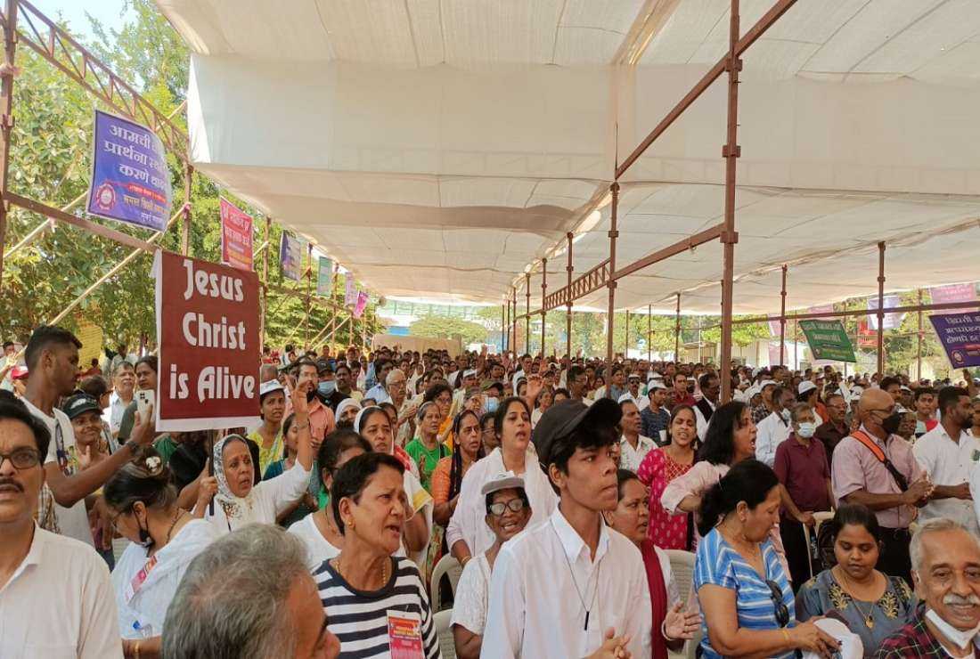 Thousands of Christians protest on April 12 in India’s financial capital Mumbai against increasing violence against Christians and their places of worship